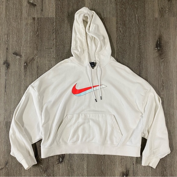 NIKE Fleece Graphic Hoodie DJ1074 100 White Mint Green Women's Size Large - Picture 3 of 9